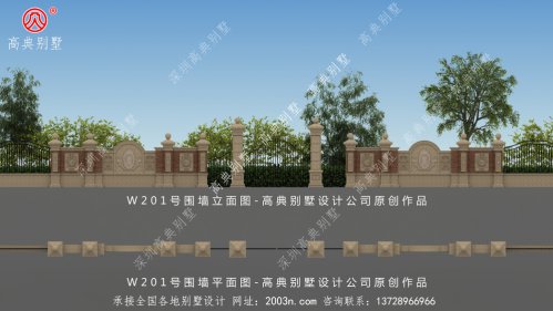 欧式风格别墅配上围墙大门设计W201号高典别墅围