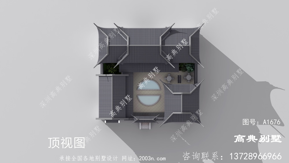 单层中式四合院别墅，最适合给年迈的父母居住