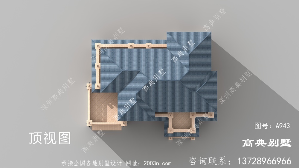 豪华简欧石材大户型三层别墅外观设计效果图