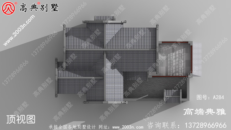 乡村带阳台中式两层别墅设计图纸，占地面积240平米。