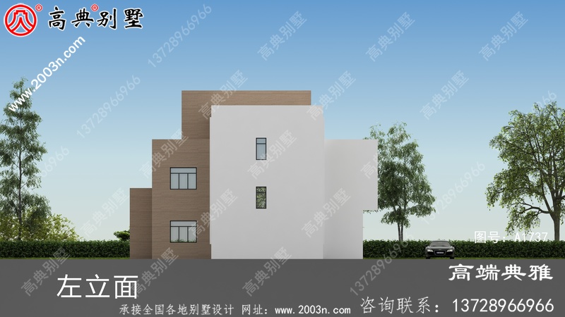 新农村自建现代三层别墅建筑设计