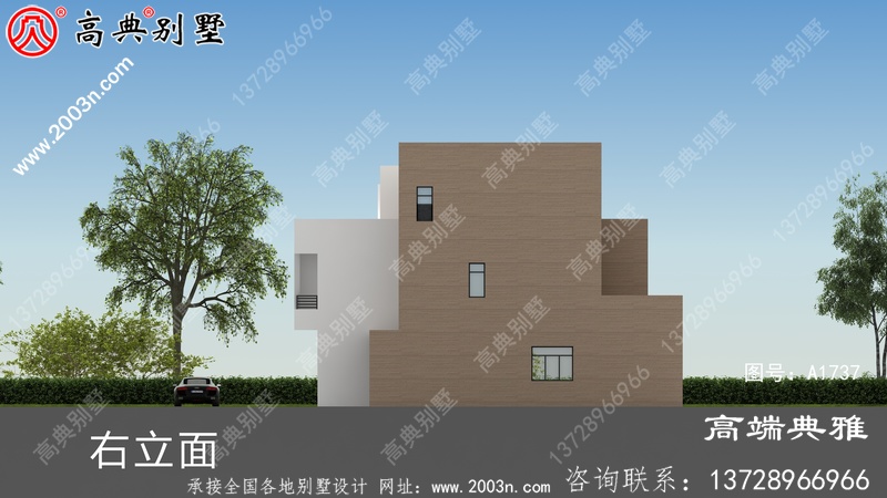 新农村自建现代三层别墅建筑设计