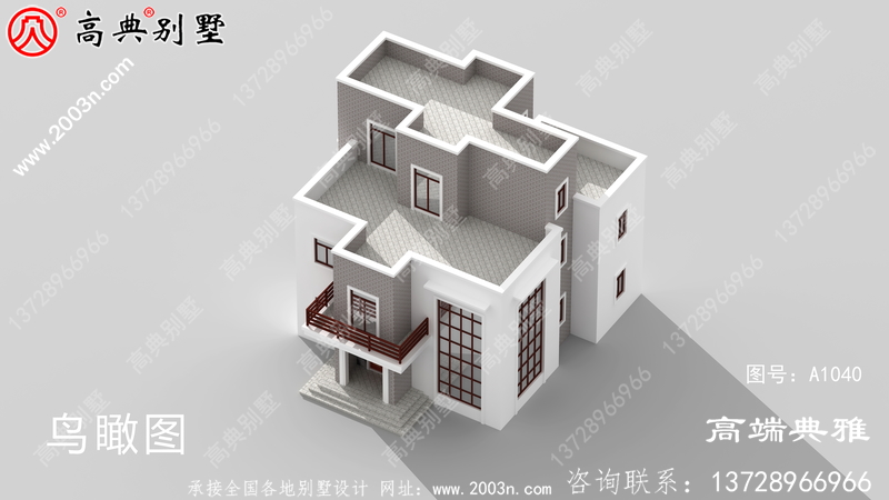 预算30万农村三层别墅设计方案，外观效应图