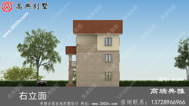 带阳台的简欧自建三层建筑设计经典实用。