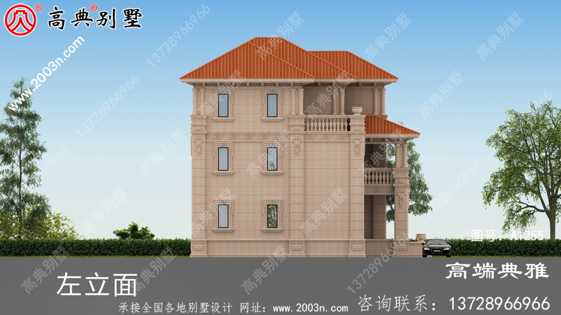 复式三层欧式石材别墅别墅设计图，包括外观效果图