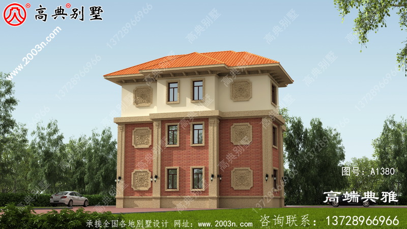 欧式三层别墅建筑设计，复合建筑中层结构带露台