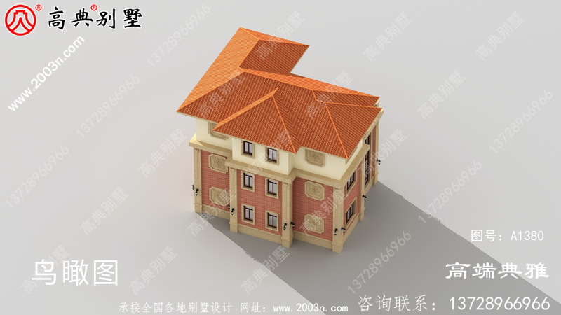 欧式三层别墅建筑设计，复合建筑中层结构带露台