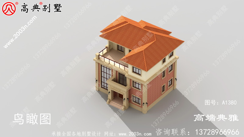 欧式三层别墅建筑设计，复合建筑中层结构带露台