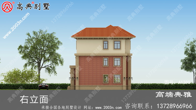 欧式三层别墅建筑设计，复合建筑中层结构带露台