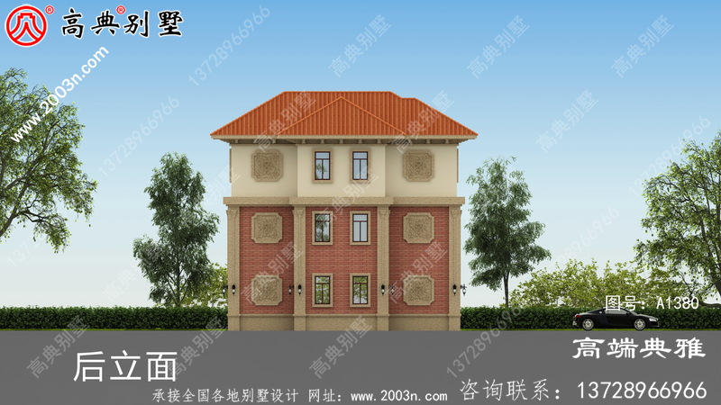 欧式三层别墅建筑设计，复合建筑中层结构带露台