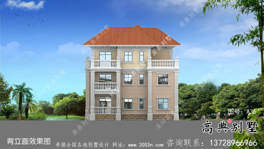 新型中式别墅设计图纸全套农村自建农村三层住宅施工图