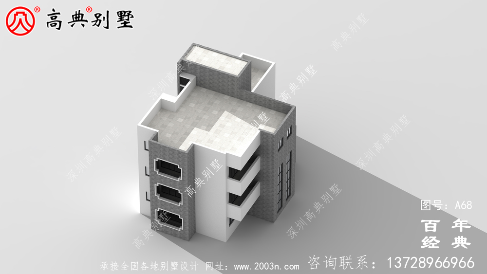 新农村带阳台的三层别墅图纸及效果_农村三层自建住宅设计图纸