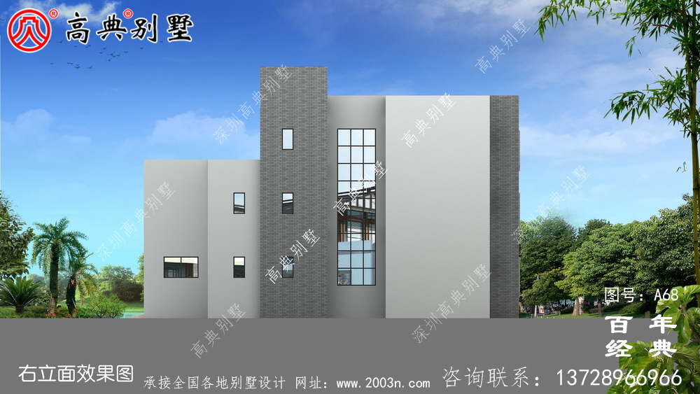 新农村带阳台的三层别墅图纸及效果_农村三层自建住宅设计图纸