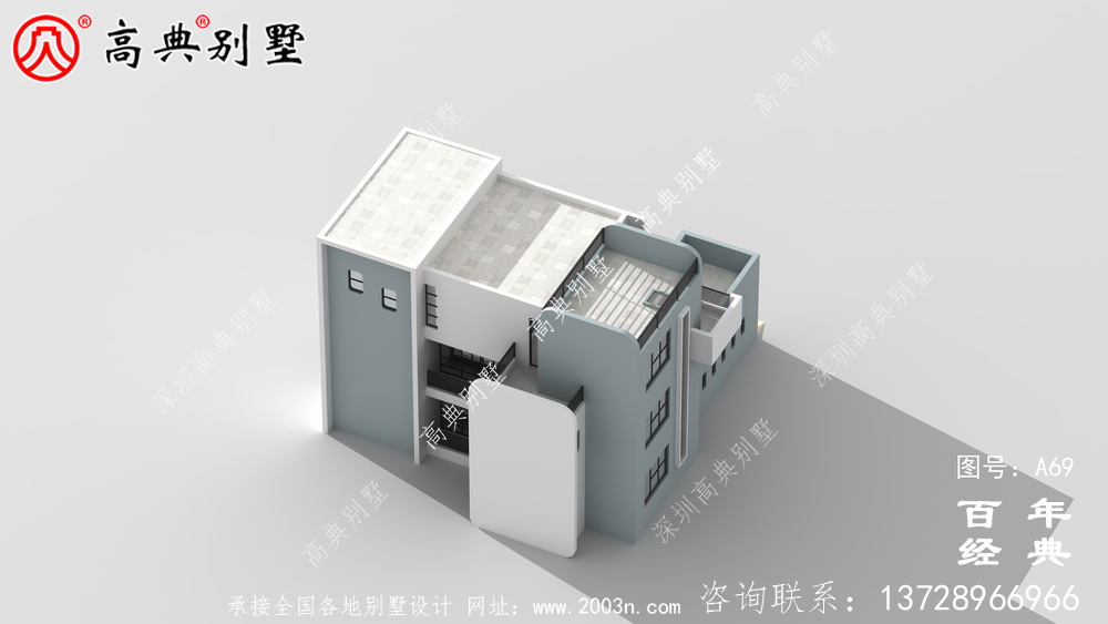 美丽的三层现代风小别墅的施工图纸和效果图_农村三层别墅图纸