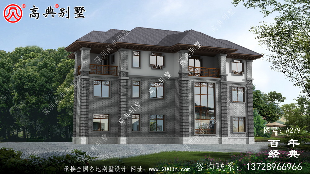 农村三层带车库自建房设计施工图纸_农村房屋设计图