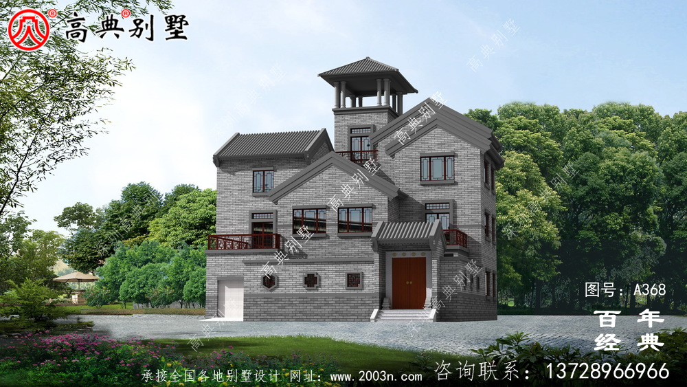 新农村建设三层带阳台院子房屋设计图纸_别墅设计图纸,农村房屋设计图