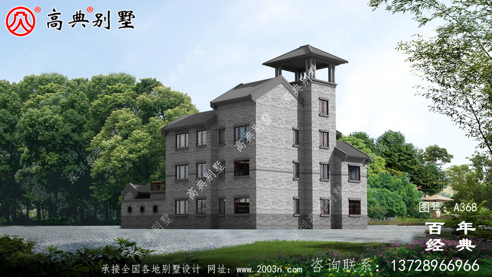 新农村建设三层带阳台院子房屋设计图纸_别墅设计图纸,农村房屋设计图