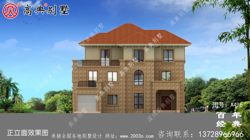 农村三层带车库住宅设计图_别墅设计图纸,新农村别墅,农村自建房设计