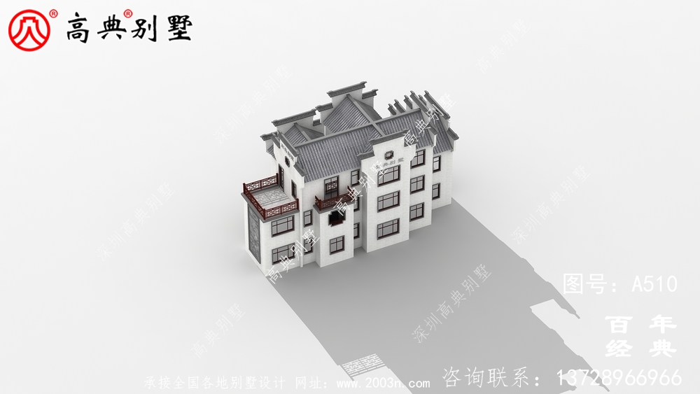 新农村三层徽派式住宅图纸_别墅设计图纸,新农村别墅,农村自建房设计