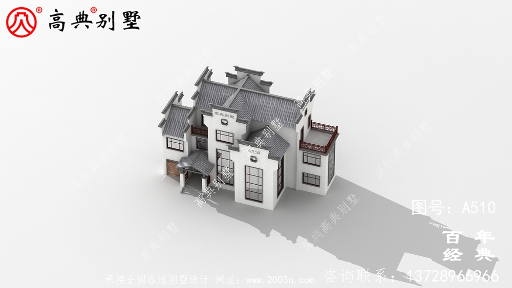 新农村三层徽派式住宅图纸_别墅设计图纸,新农村别墅,农村自建房设计