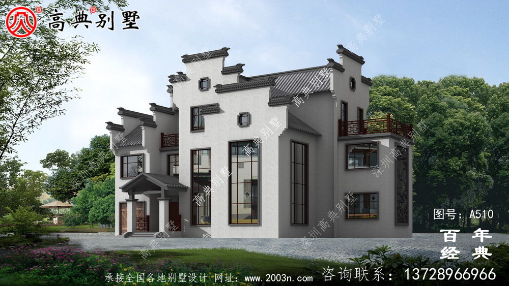 新农村三层徽派式住宅图纸_别墅设计图纸,新农村别墅,农村自建房设计