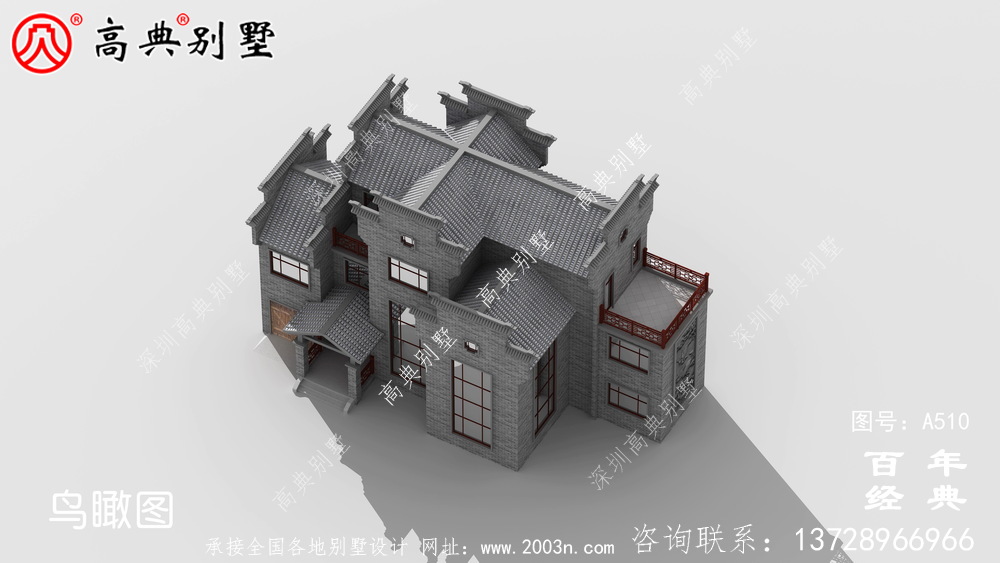 新农村三层徽派式住宅图纸_别墅设计图纸,新农村别墅,农村自建房设计