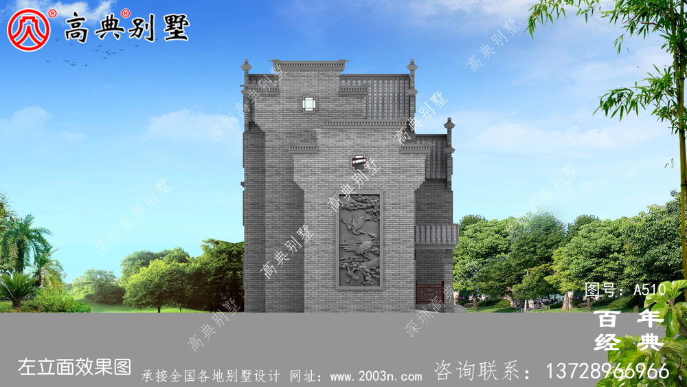 新农村三层徽派式住宅图纸_别墅设计图纸,新农村别墅,农村自建房设计