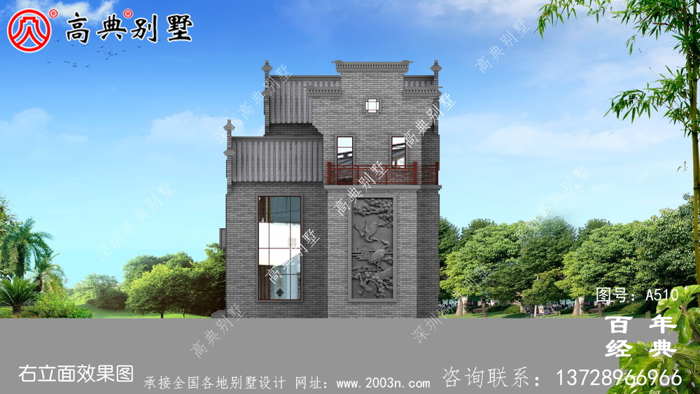 新农村三层徽派式住宅图纸_别墅设计图纸,新农村别墅,农村自建房设计