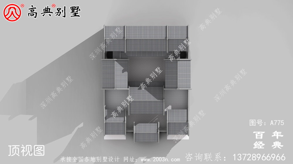 中式三层中国实用别墅设计图纸_农村三层别墅图纸