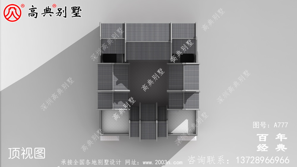 中式仿古豪华四层别墅外观设计图纸_农村四层别墅设计效果图