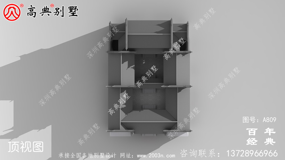 三层中式自建住宅设计图纸及效果图_徽派别墅设计图纸