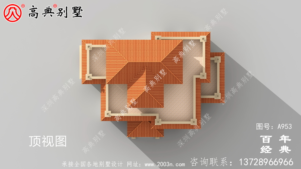 欧式豪华大气复式四层别墅外观效果图与施工图设计_四层别墅设计图