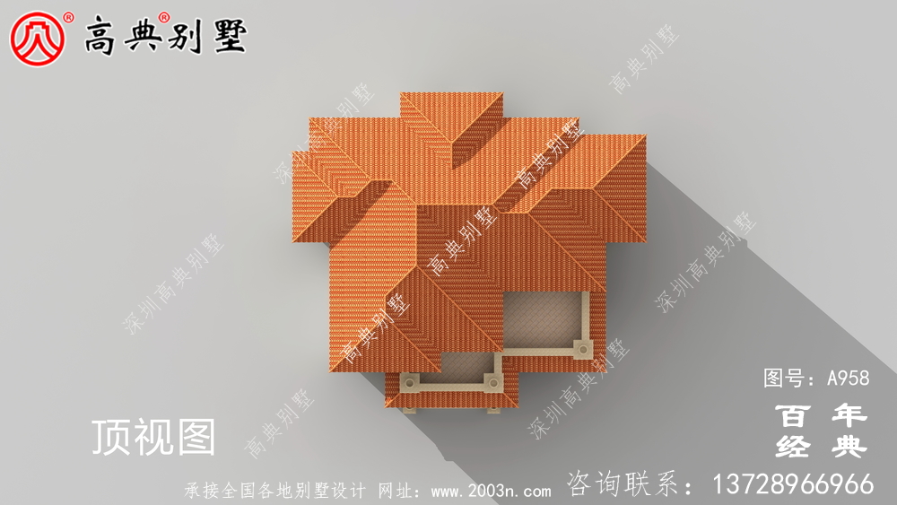 欧式三层带露台复式别墅设计图纸及效果图_三层别墅图纸