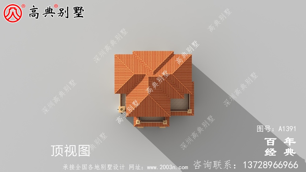 农村三层欧式古典别墅外观设计效果图_别墅设计图纸