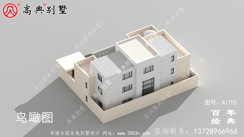 大气三层现代风别墅图纸及效果图_农村三层自建房设计图