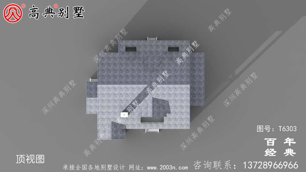 美式简约单层欧式别墅图纸及效果图_农村单层自建房设计图