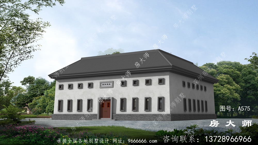 农村人都愿意建的户型，两层中式四合院客派自建房