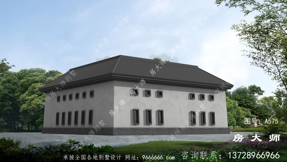 农村人都愿意建的户型，两层中式四合院客派自建房