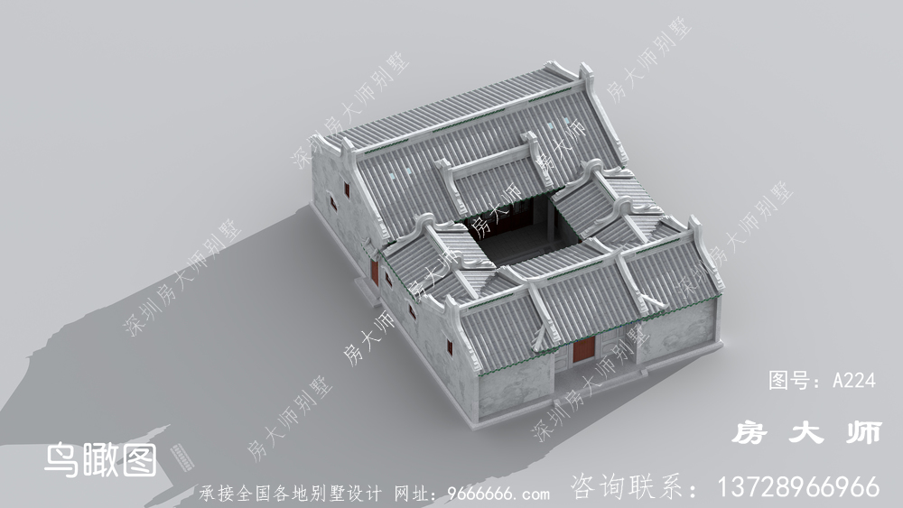 传统朴素的中式四合院别墅设计图纸