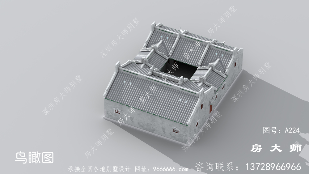 传统朴素的中式四合院别墅设计图纸