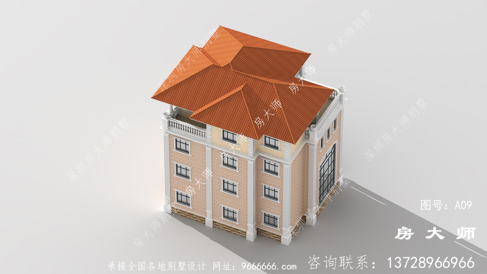 欧式四层自建房设计图纸，现代造型设计