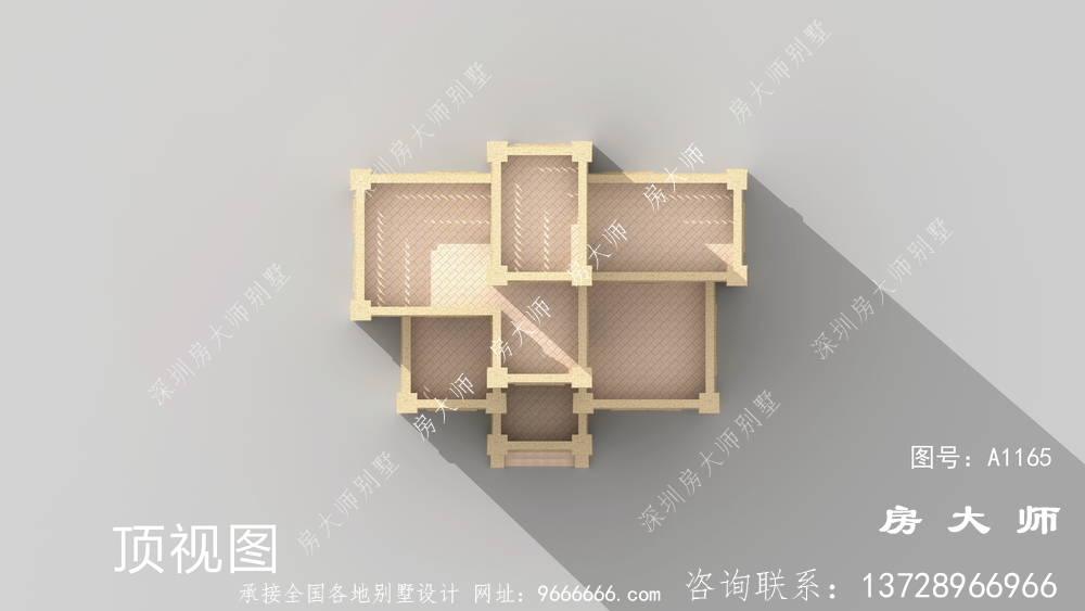 平屋顶欧式风格豪华四层别墅效果图