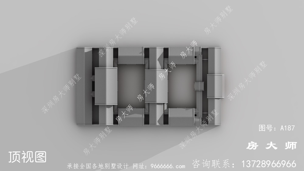 新中式两层经典北京四进四合院外观效果图