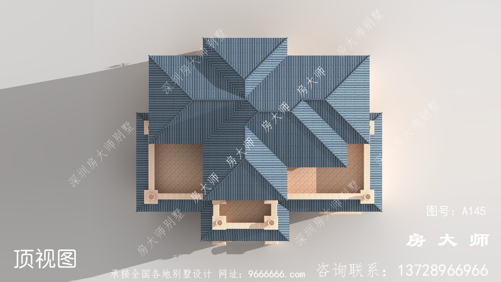 农村古典复式三层欧式别墅外观装修效果图