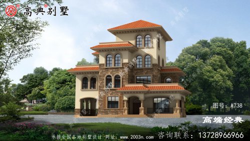 农村别墅款式四层自建房设计图，外观简约大气萍乡市