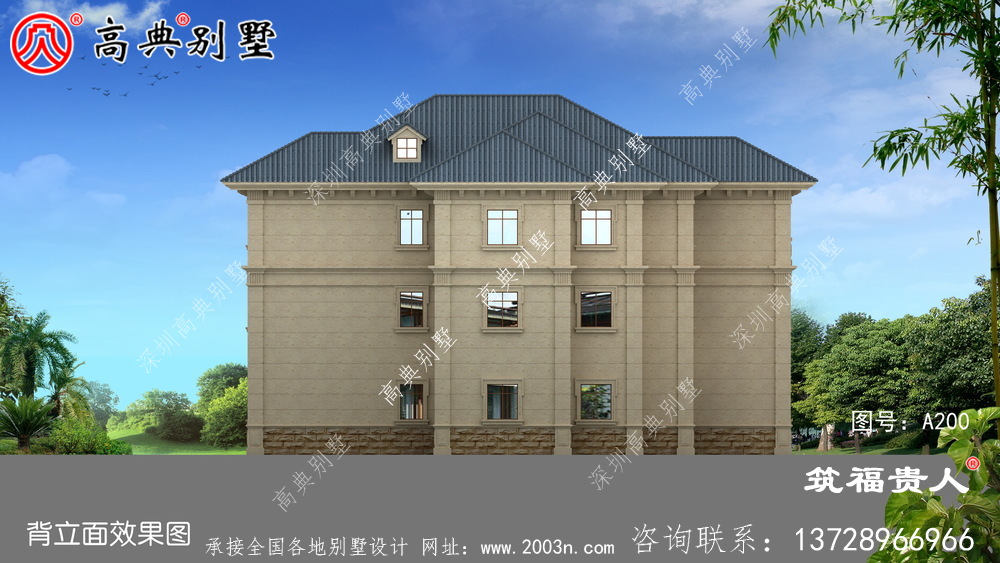 欧式三层自建住宅设计，石材房子