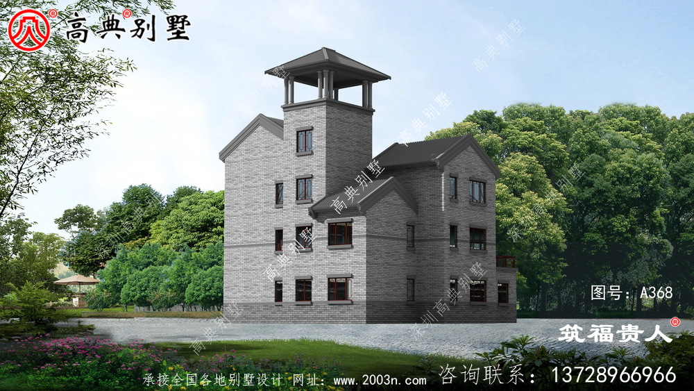 三层新中式农村自建房子设计图纸，含有房间内停车位，美观大方精美高大上