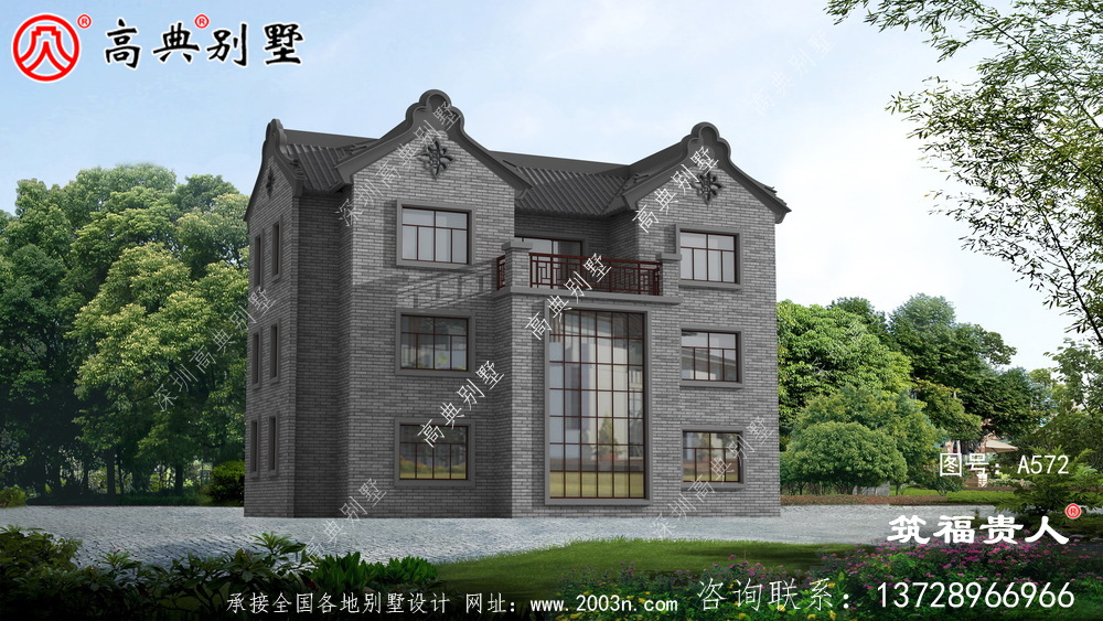 中式三层农村自建房子设计图纸，建筑设计方案