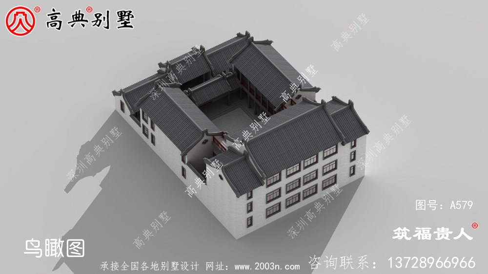 新型中式两层自建房子设计，徽派建筑设计