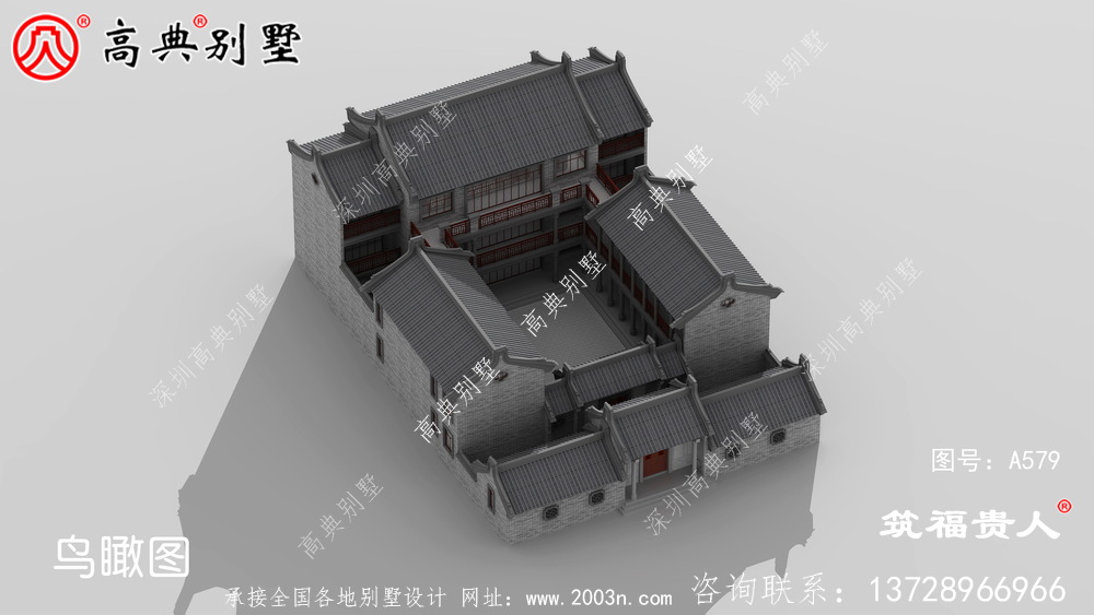 新型中式两层自建房子设计，徽派建筑设计